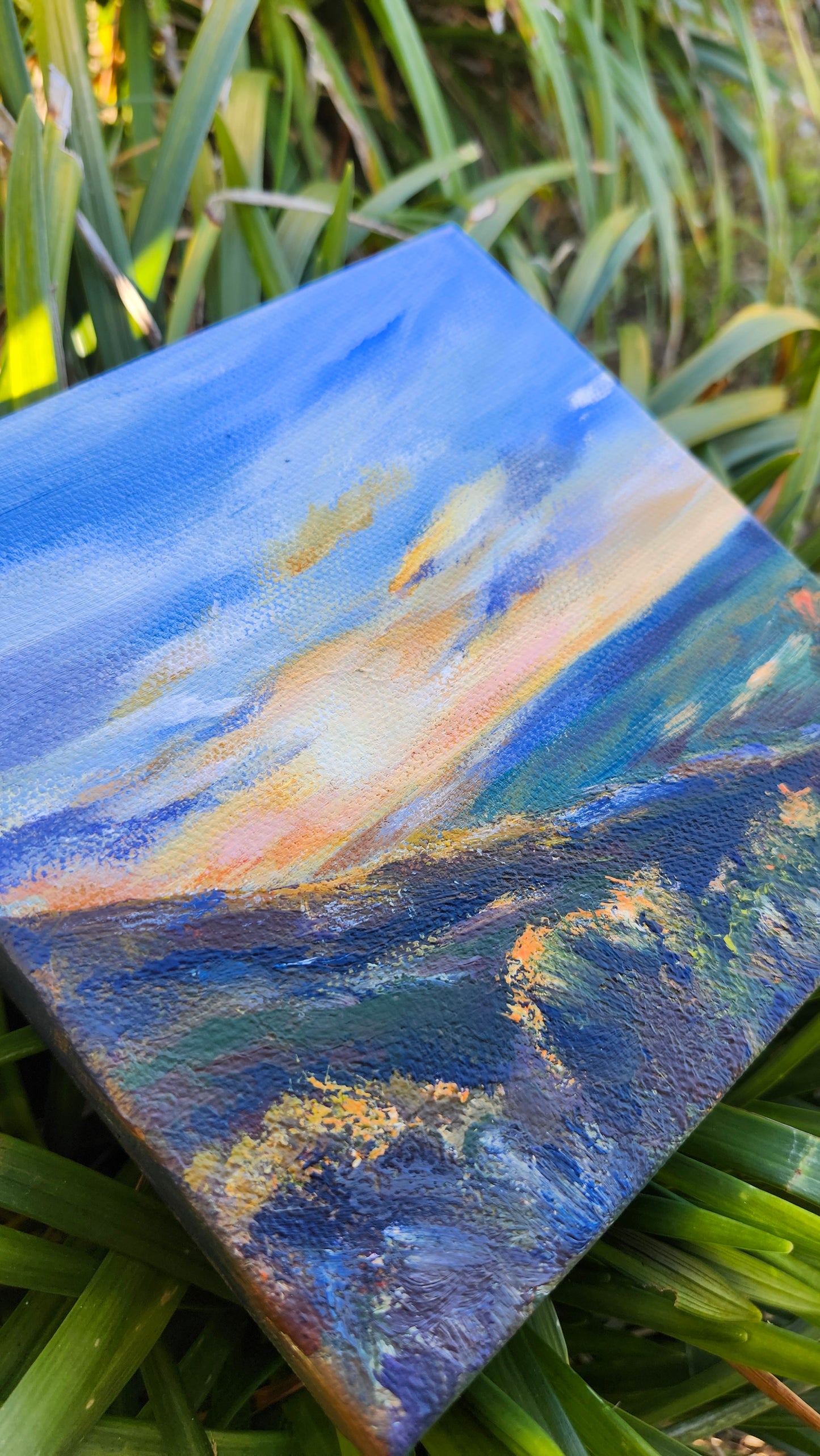 Skyline Sunset (Sunset, Shenandoah Valley Landscape) 6x6 inch Original Painting -Kate Bauer