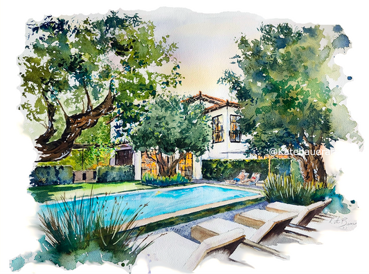 House Portrait Commission - Hand Painted Building Portrait - Kate Bauer