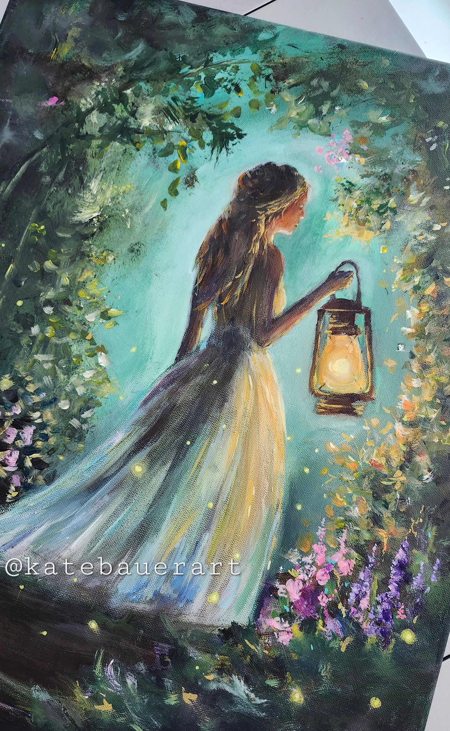Original Woman In Forest- Ethereal Whimsy-16x20" Acrylic Painting-Kate Bauer Art