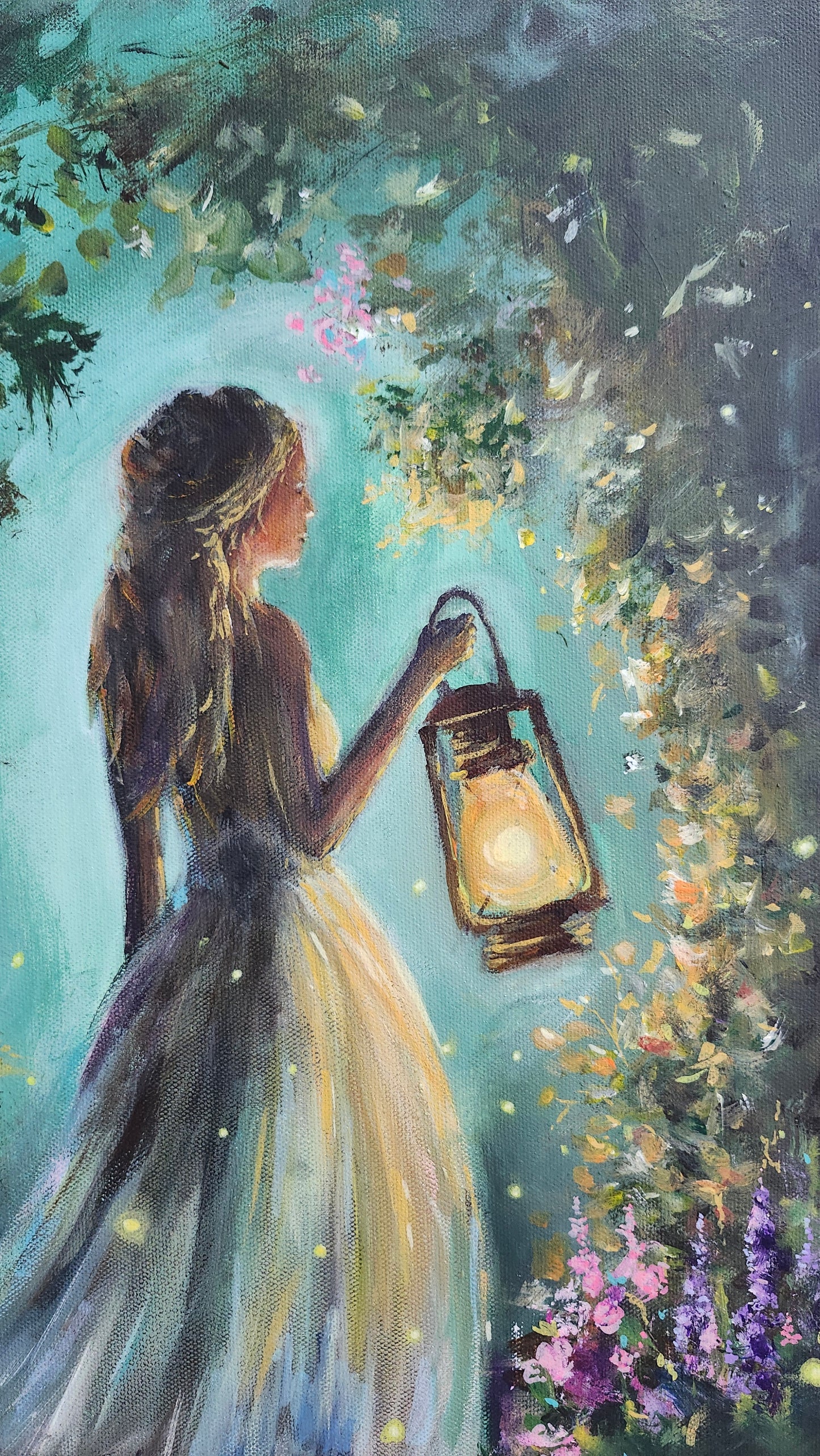 Original Woman In Forest- Ethereal Whimsy-16x20" Acrylic Painting-Kate Bauer Art
