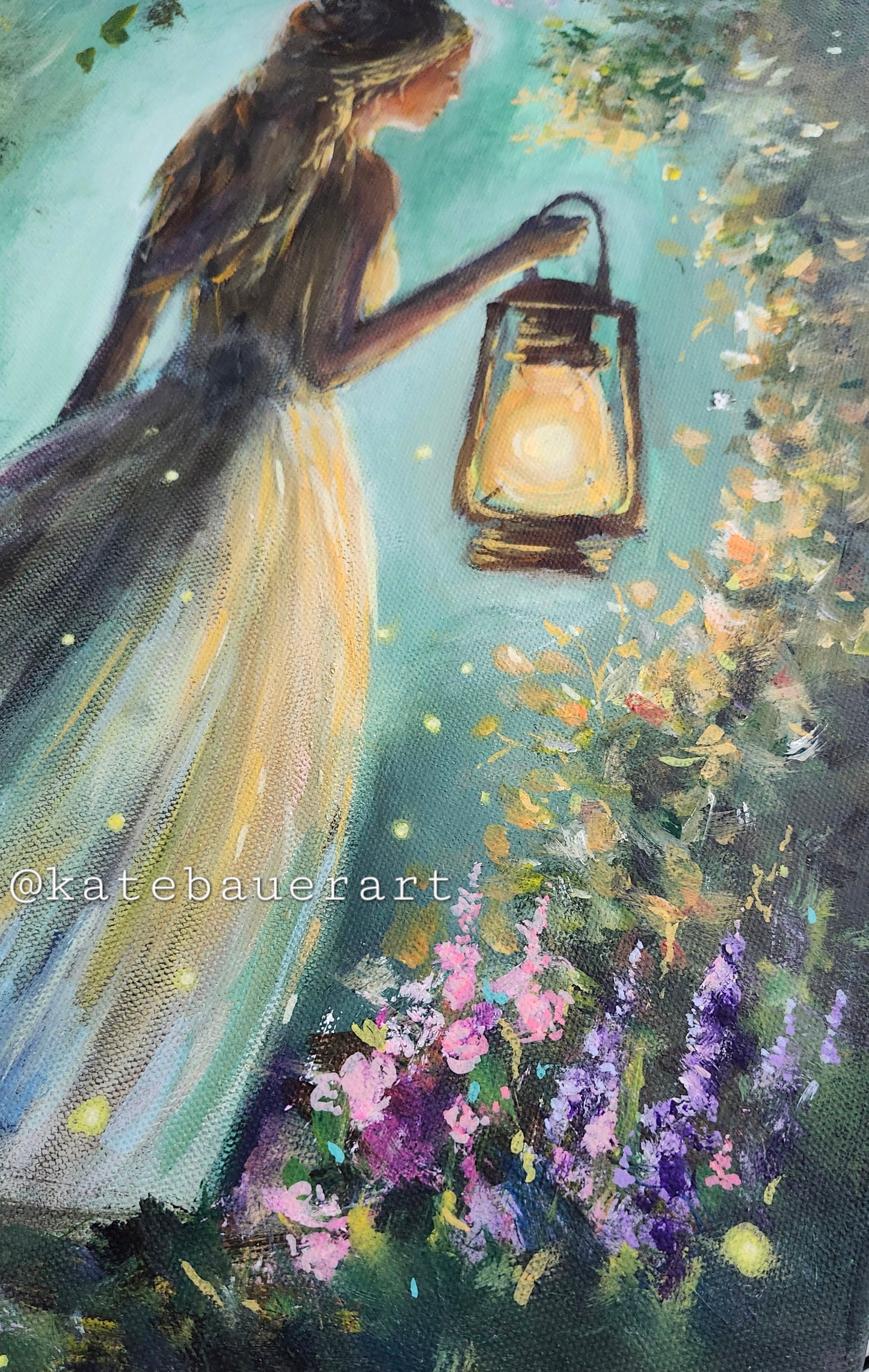 Original Woman In Forest- Ethereal Whimsy-16x20" Acrylic Painting-Kate Bauer Art