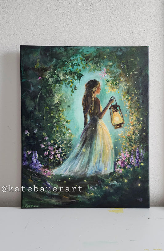 Original Woman In Forest- Ethereal Whimsy-16x20" Acrylic Painting-Kate Bauer Art