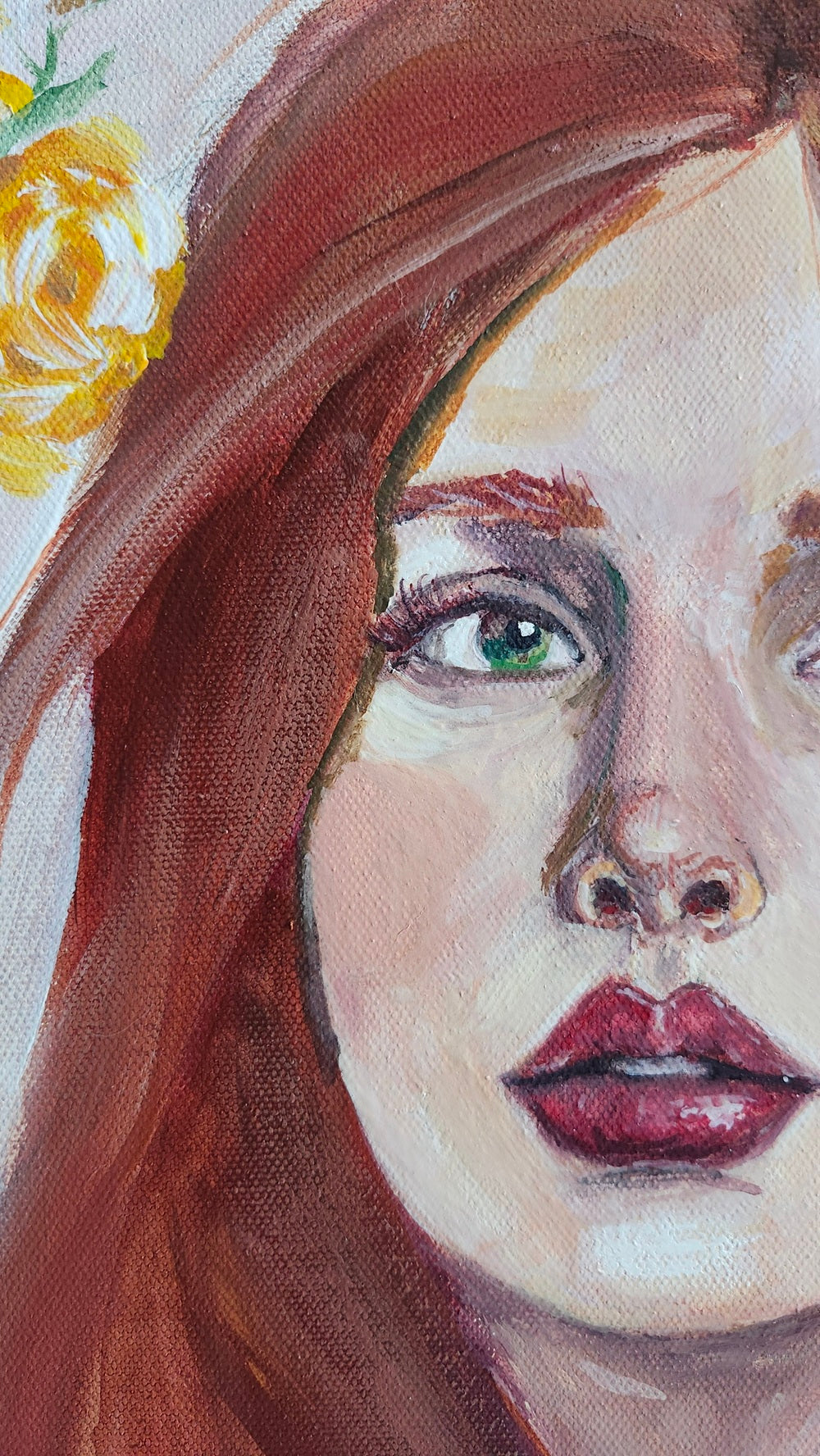 Original Woman With Flowers - Ethereal Whimsy-24x24" Mixed Media Painting-Kate Bauer Art