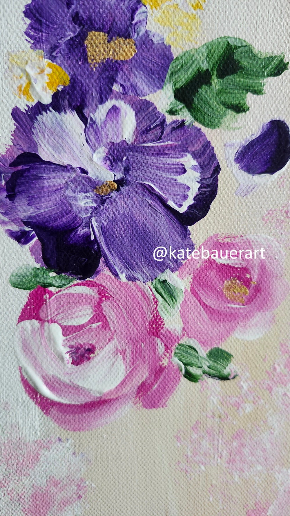Original Woman With Flowers - Ethereal Whimsy-24x24" Mixed Media Painting-Kate Bauer Art