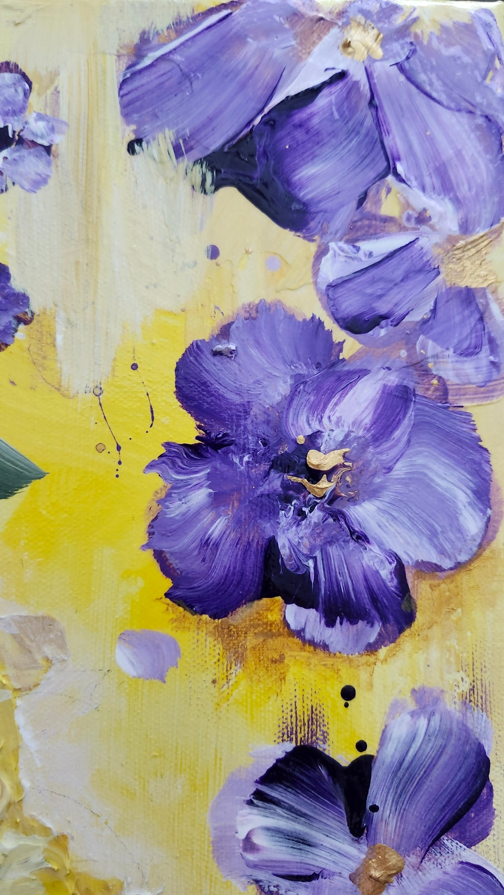 Original Woman With Yellow Flower Crown - Purple Flowers - 20x30 Acrylic Painting-Kate Bauer Art