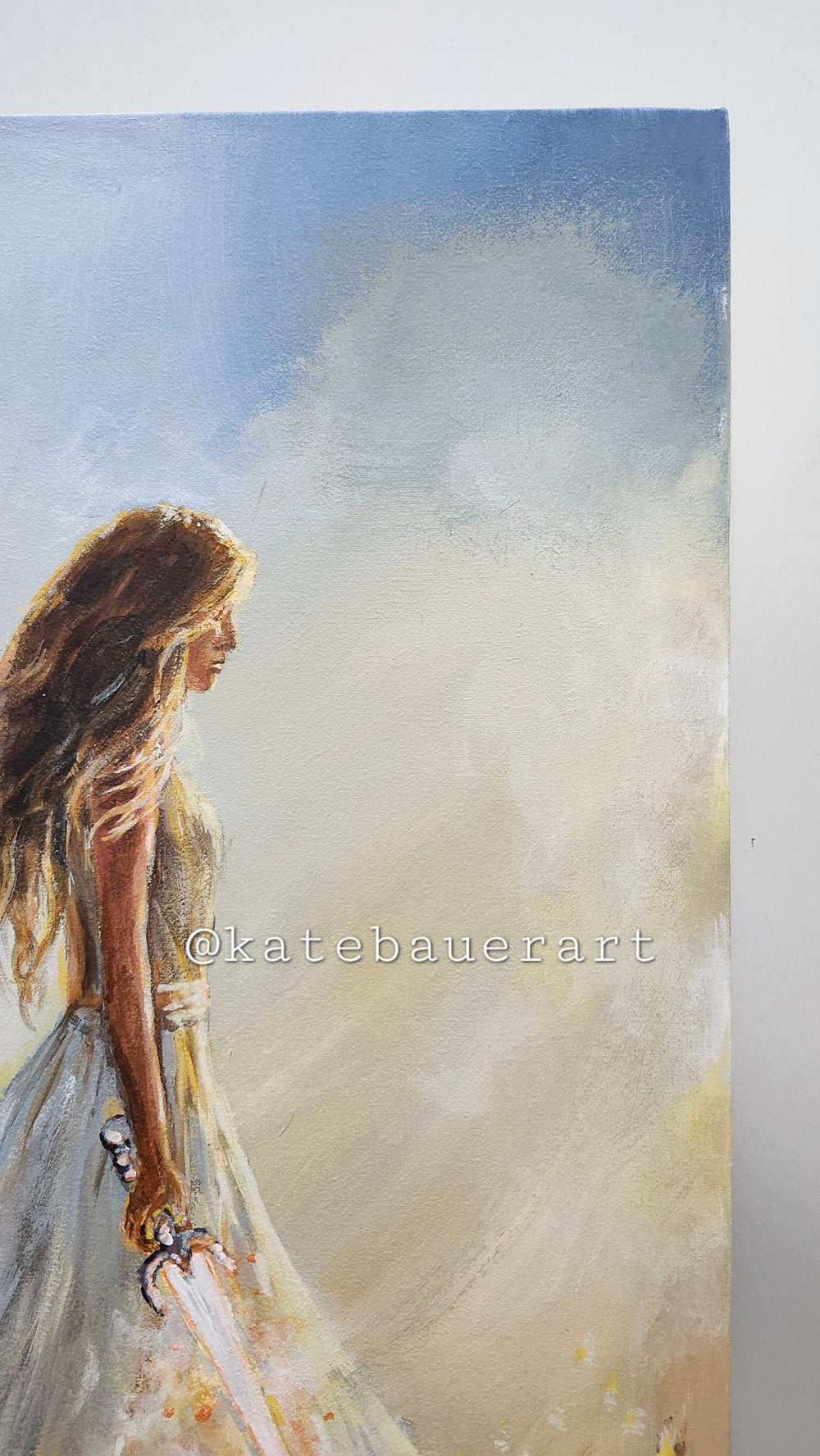 Original Woman With Sword- Ethereal -11x14" Acrylic Painting-Kate Bauer Art