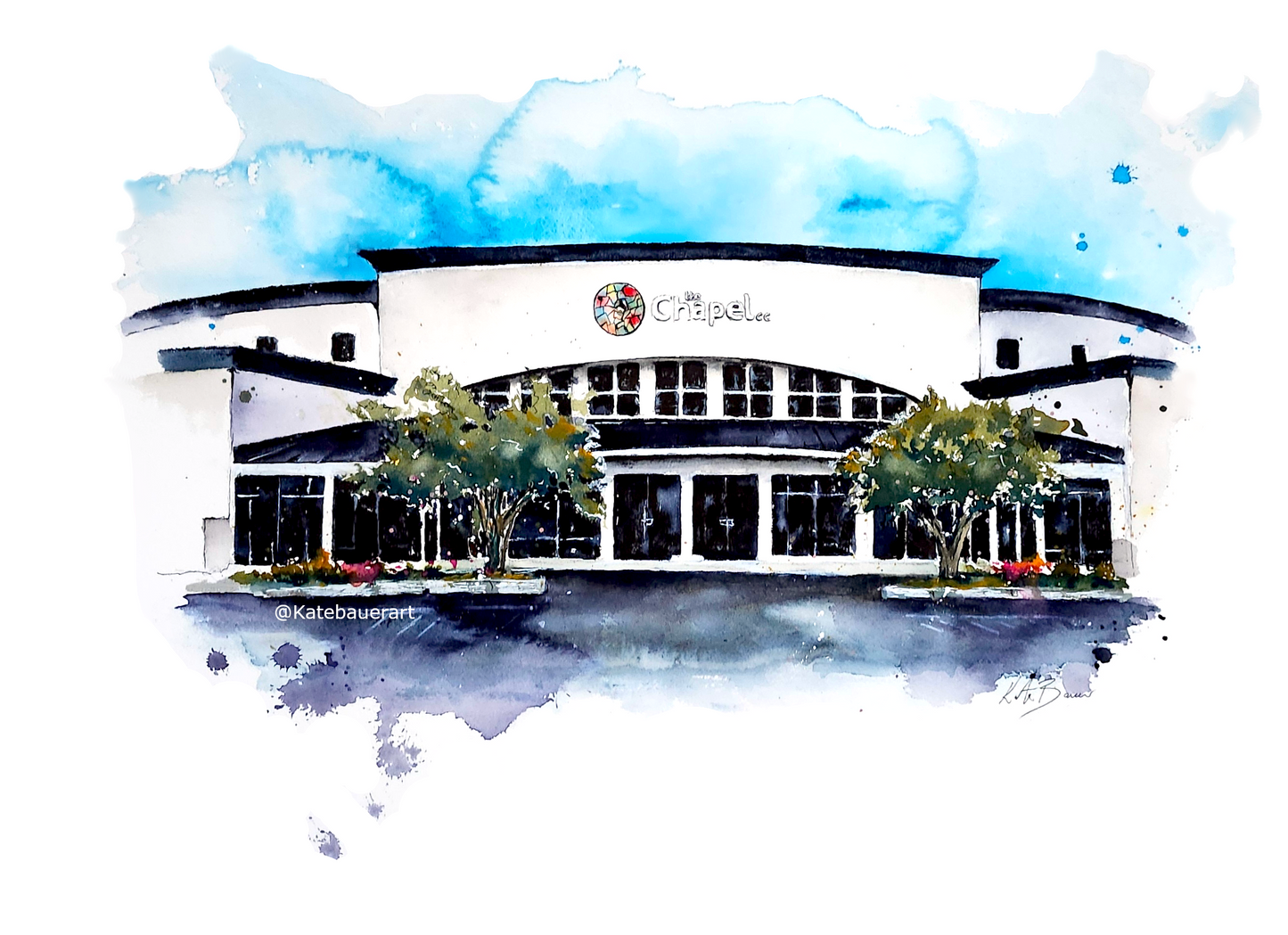 Painting example of watercolor house portrait